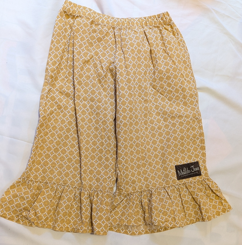 Matilda Jane Yellow Geometric Ruffle Midi Skirt